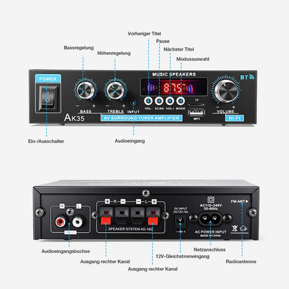 📢📢50% OFF !! ⏰AK35 Stereo Amplifier Home Audio Bluetooth 5.0 Max