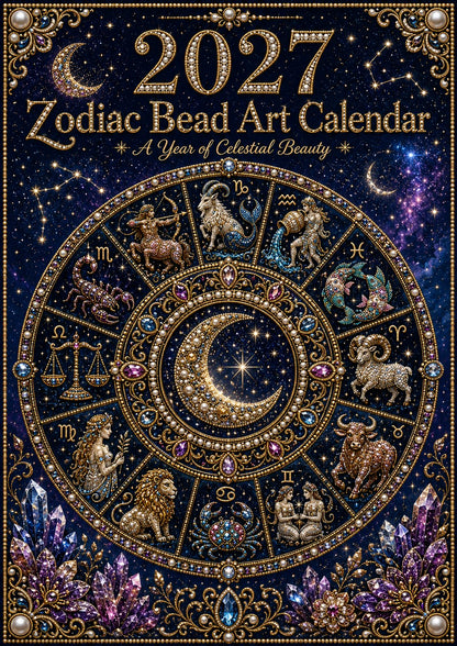 ⏳ Last Day 49% OFF – 🌙 Beginner-Friendly 2027 Twelve Zodiac Bead Art Calendar Kit | Complete Kit with Zodiac Design Base, Decorative Beads & Step-by-Step Guide Included 💕