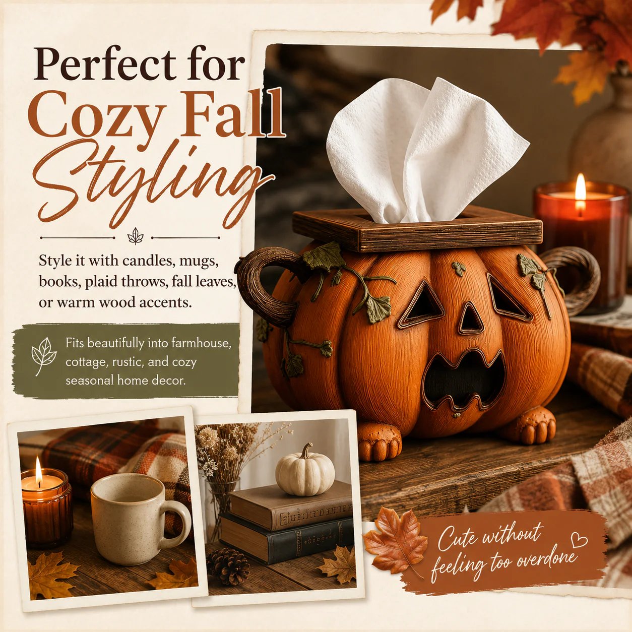 Whimsical Halloween Pumpkin Tissue Box Cover