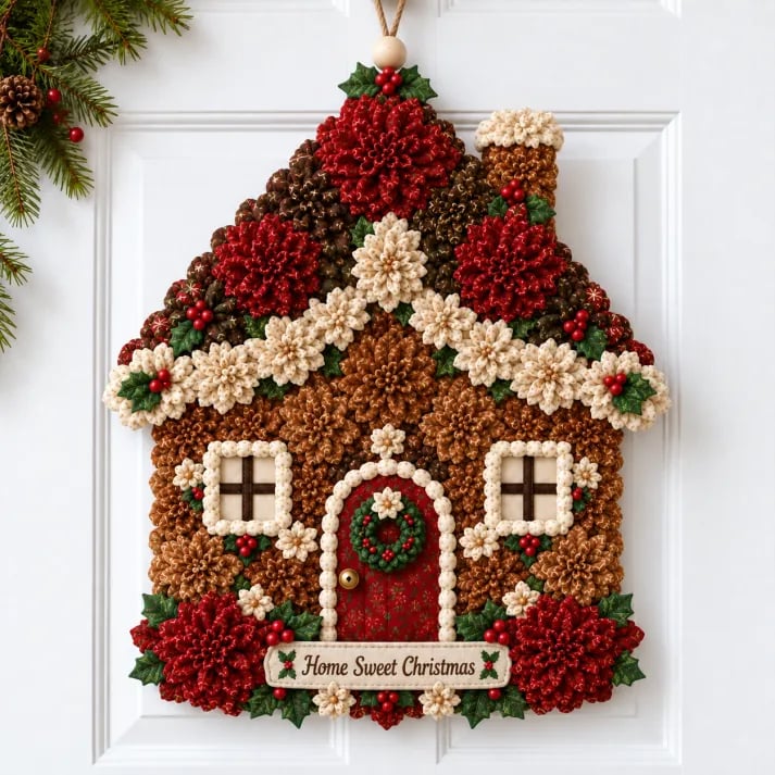 🎄 DIY Christmas Door Hanging Kit – Layered Fabric Holiday Décor