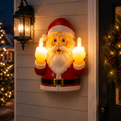 🎅 Light-Up Middle Finger Santa Wall Decor – Hilarious Christmas Decoration