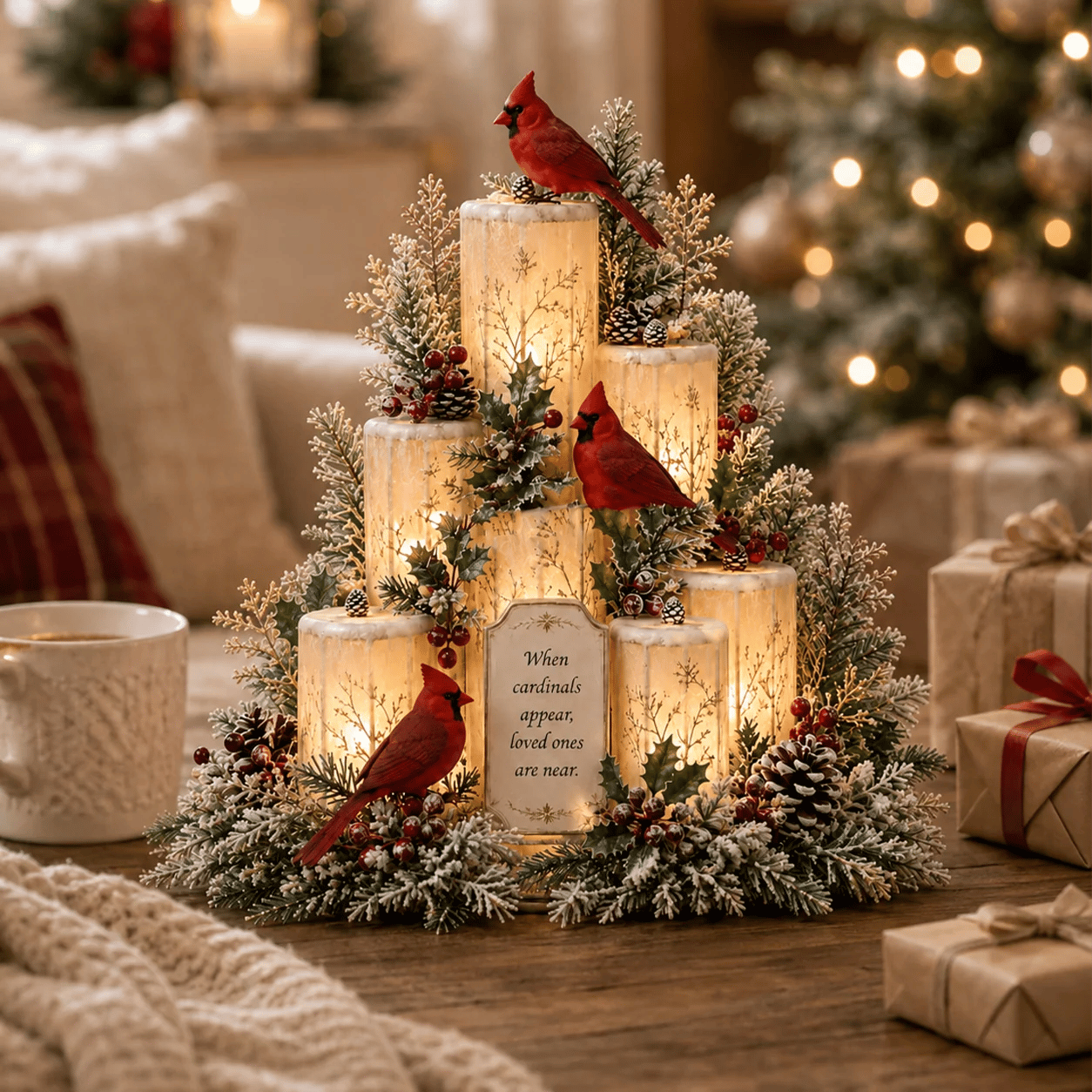 🎉🔥Limited-time offer🎁Cardinal Memorial LED Candle Centerpiece