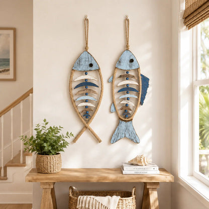 🎉🎉🐟✨ Lighted Coastal Rope Fish Wall Hanging