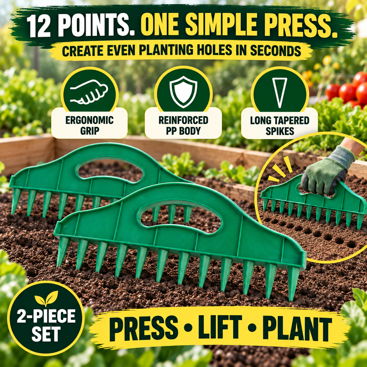 12 point garden seed dibber tool features