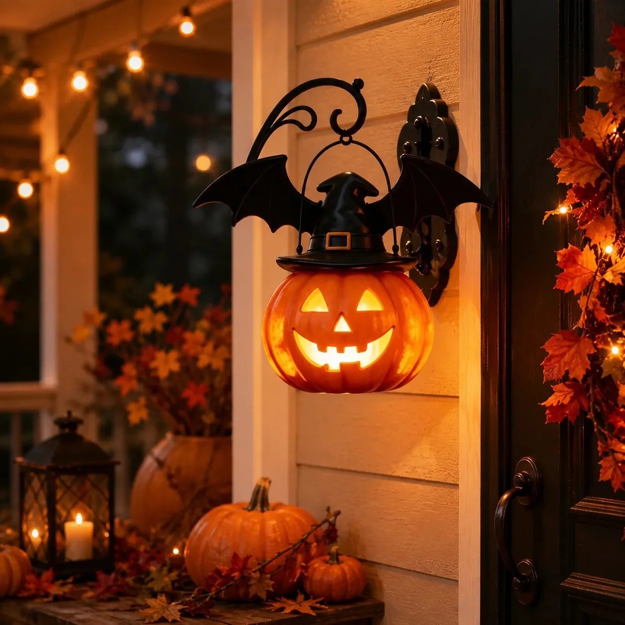 🎉🎃Halloween Early Bird Special Sale 50% OFF🎃 Bat Hat Pumpkin Wall Lamp 🦇