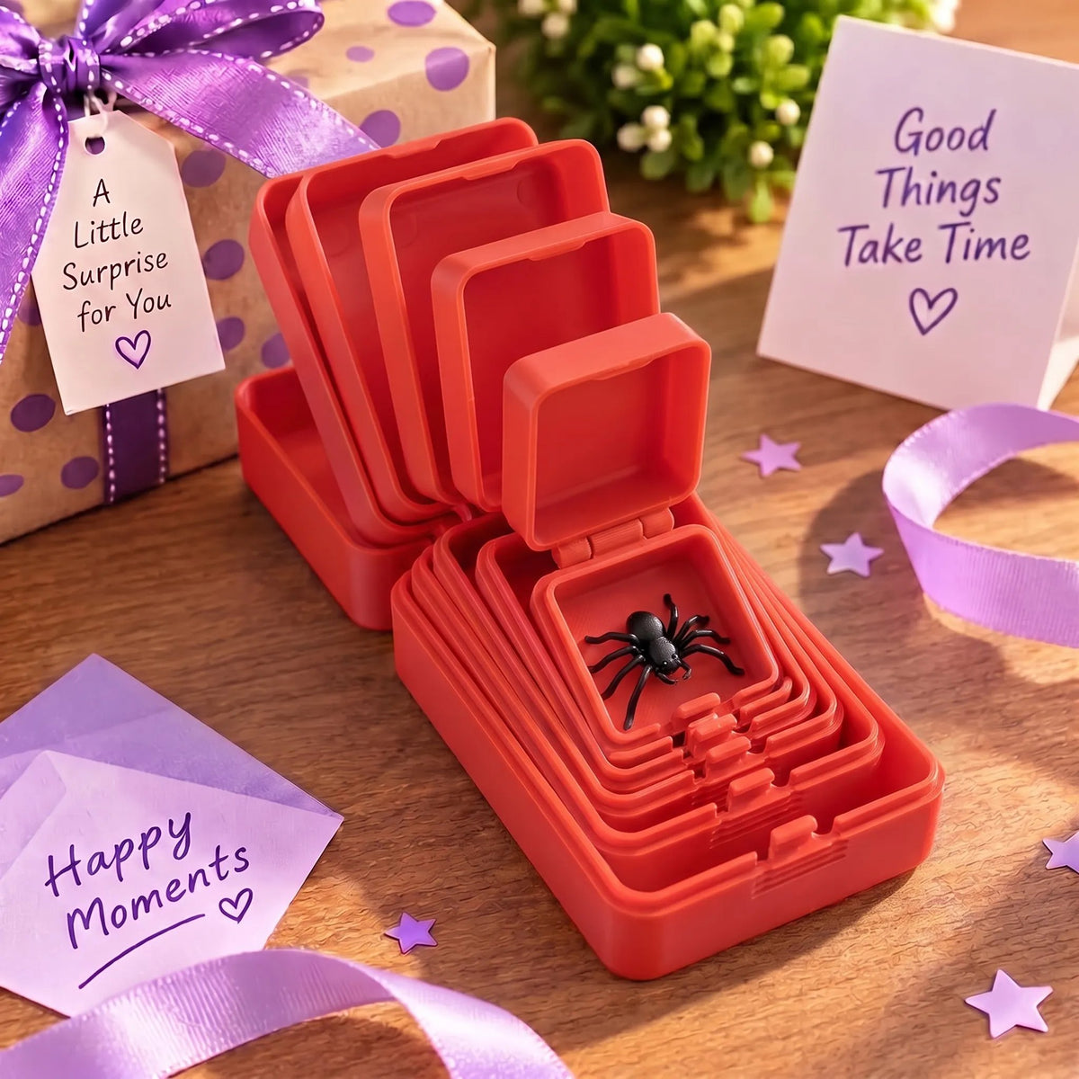 💯🎁 6-Layer Nesting Prank Gift Box | Pick Your Surprise: Middle Finger, Spider or Number 67