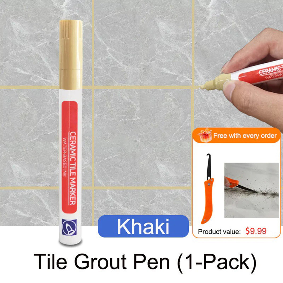 Anti-Mold Waterproof Tile Grout Repair Pen – Quick-Dry Grout Color Restorer
