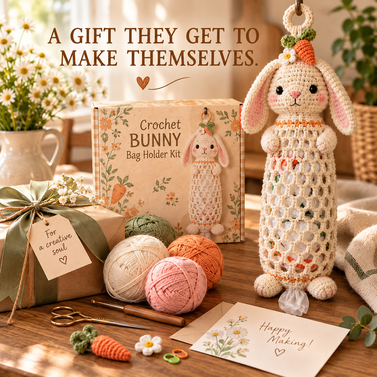 🔥 LAST DAY 49% OFF | 🧶🐾 Cottage Critter Keepers™ | Crochet Animal Bag Holder DIY Kit – 11 Designs