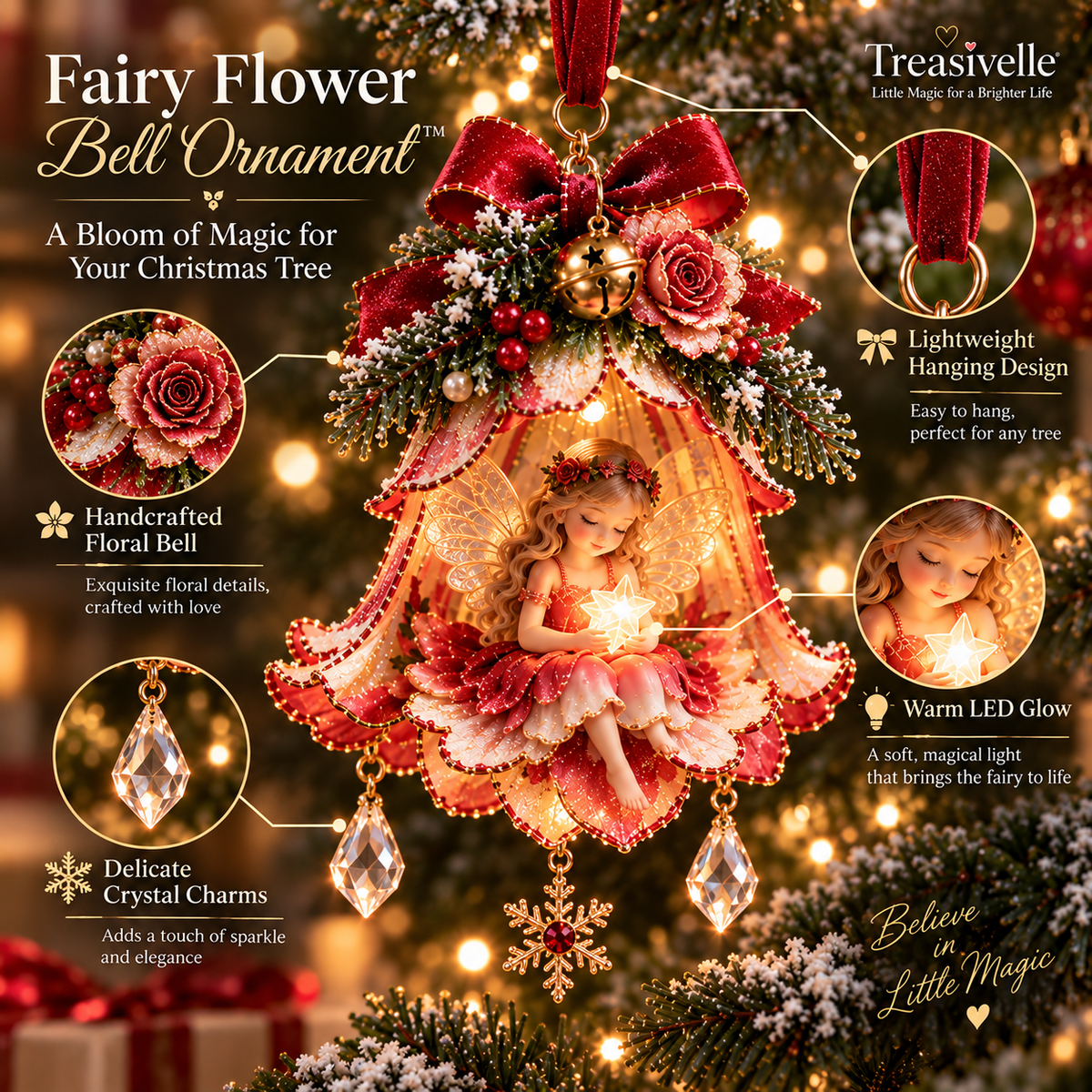 ✨ Enchanted Fairy Bell Christmas Ornament