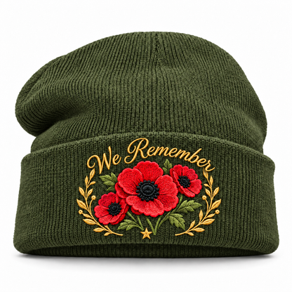 'Lest We Forget' Poppy Embroidered Beanie
