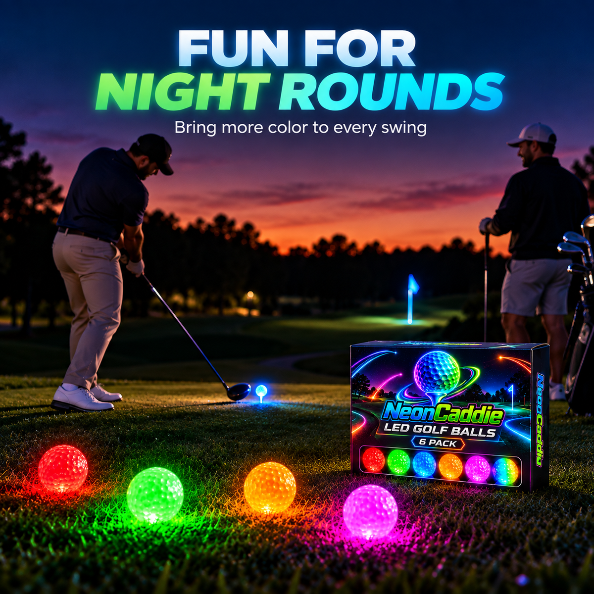 ⛳✨ LED Light-Up Golf Balls – 6-Pack for Night Golf & Evening Play