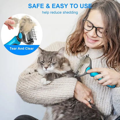 🐶FLASH SALE: 50% OFF! ✨2-in-1 Pet Grooming Brush – Deshed, Detangle & Smooth