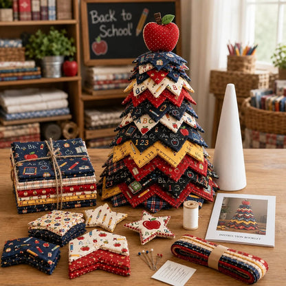 🔥LAST DAY 50% OFF - 🎄American Christmas Tree Quilt Kit – Easy Layered Fabric Holiday Décor for Quilting Lovers
