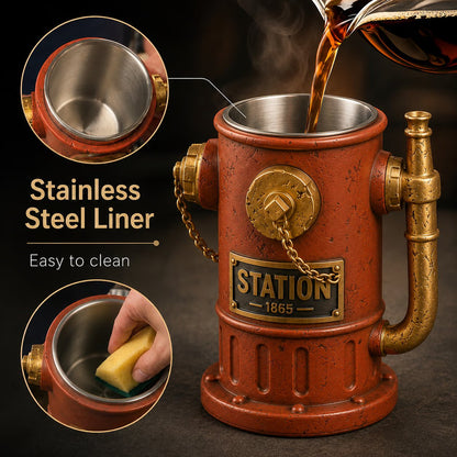 ⏳ Last Day 49% OFF – 🚒 Vintage Fire Hydrant Coffee Mug | Unique Firehouse-Inspired Design With Stainless Steel Liner & Pipe Handle For Firefighters, Collectors & Coffee Lovers ☕