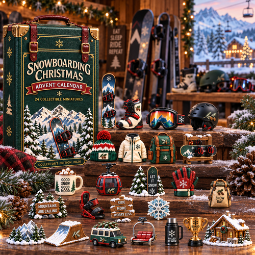 2026 Snowboarding Christmas Advent Calendar – 24 Unique Collectible Miniatures for Snowboard Lovers & Mountain Adventures