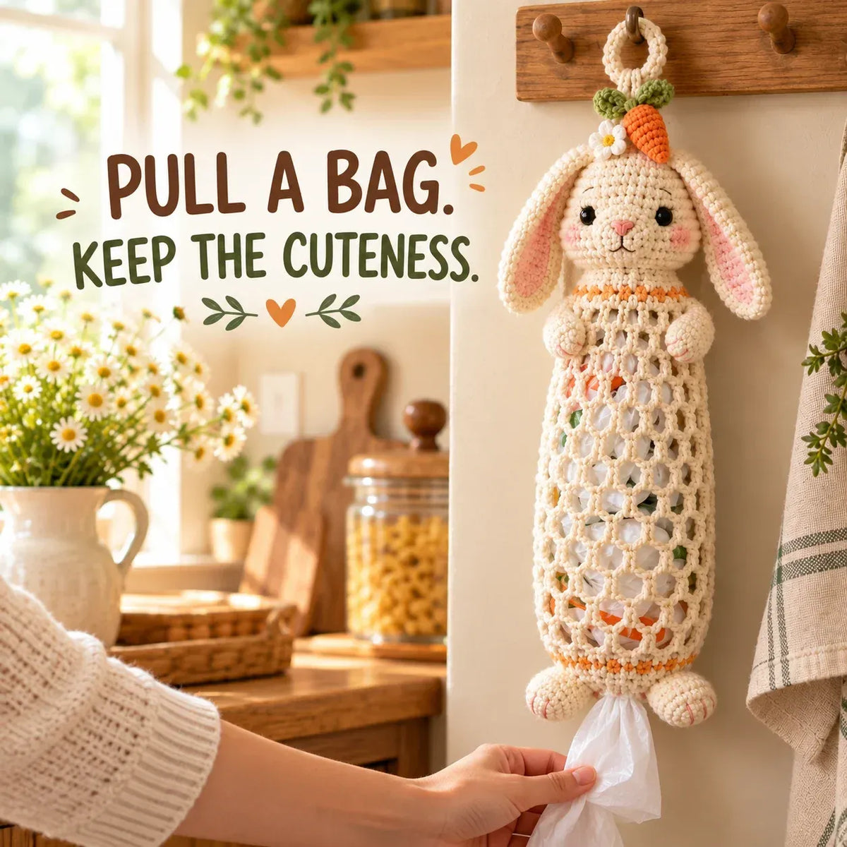 🧶 Cottage Harvest Keepers™ – Crochet Animal Bag Holder DIY Kit