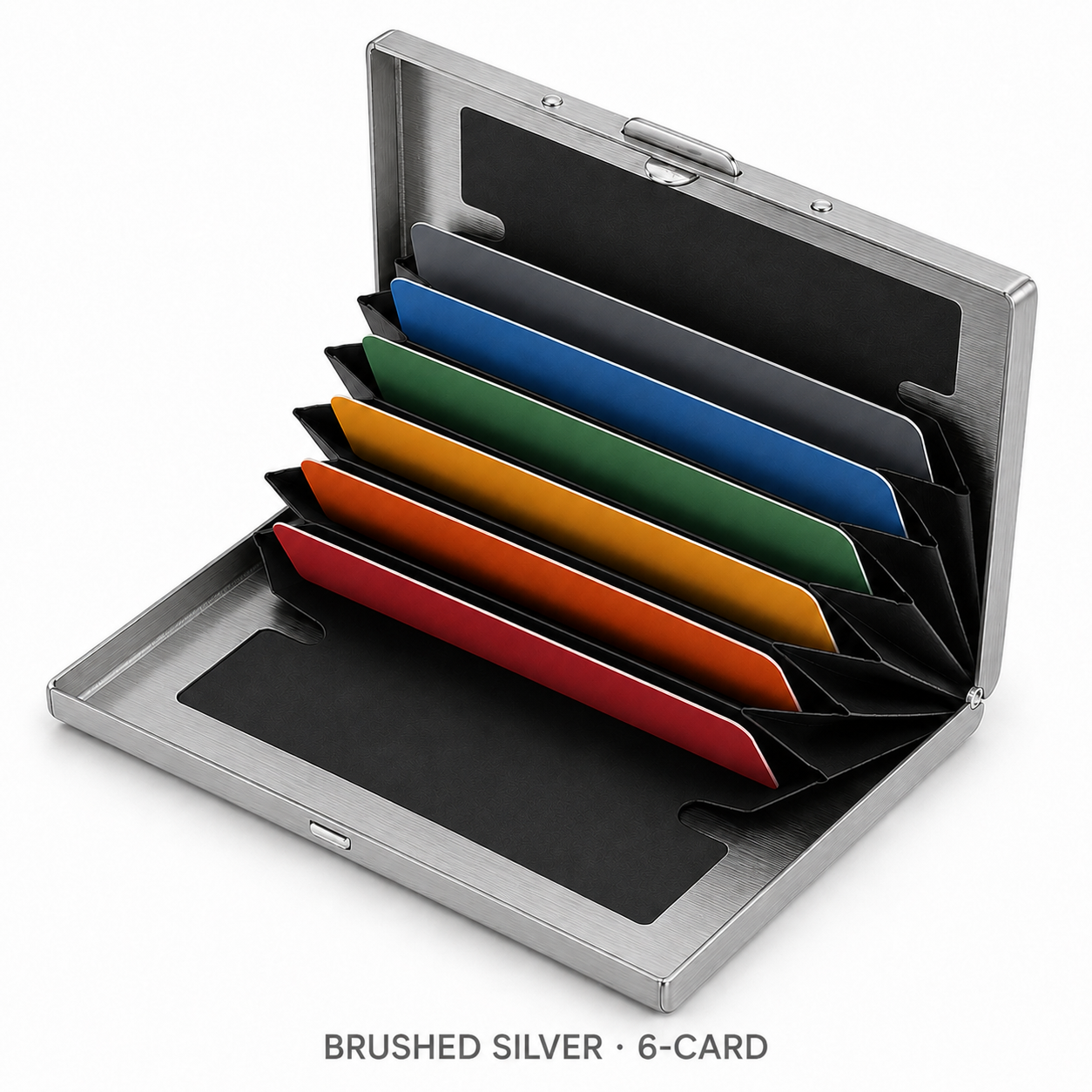RFID Blocking Stainless Steel Card Wallet – Slim Pop-Up Accordion Card Holder with Cash Slot