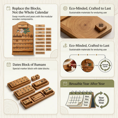 🎉🎄 Festive Wooden Perpetual Calendar