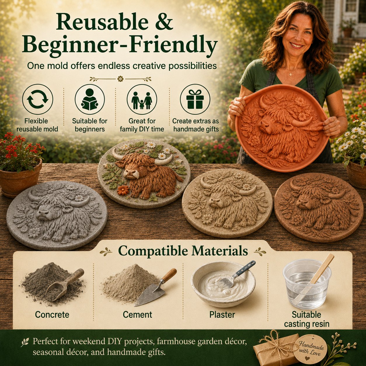💥 LAST DAY 40% OFF - Reusable Animal-Themed Garden Art Mold – Bring Nature to Life in Your Garden (📦Buy 2 Free Shipping)