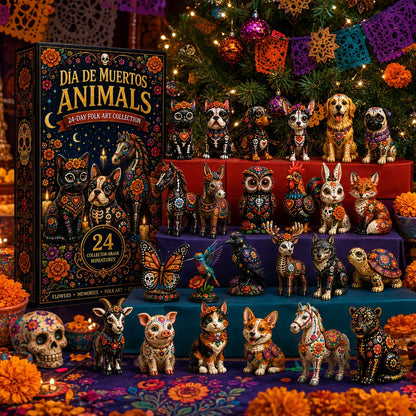 Día de Muertos Animals Advent Calendar 2026 – 24-Day Folk Art Animal Figurine Collection | 24 Unique Collector-Grade Miniatures