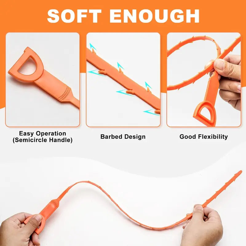 🔥Hot Sale🛠️20.5‑inch Drain Snake – Flexible Durable Hair Clog Remover Tool, Quick Sink Tub Pipe Dredger, Reusable Drain Cleaner Stick for Bathroom Kitchen Sewer Blockages