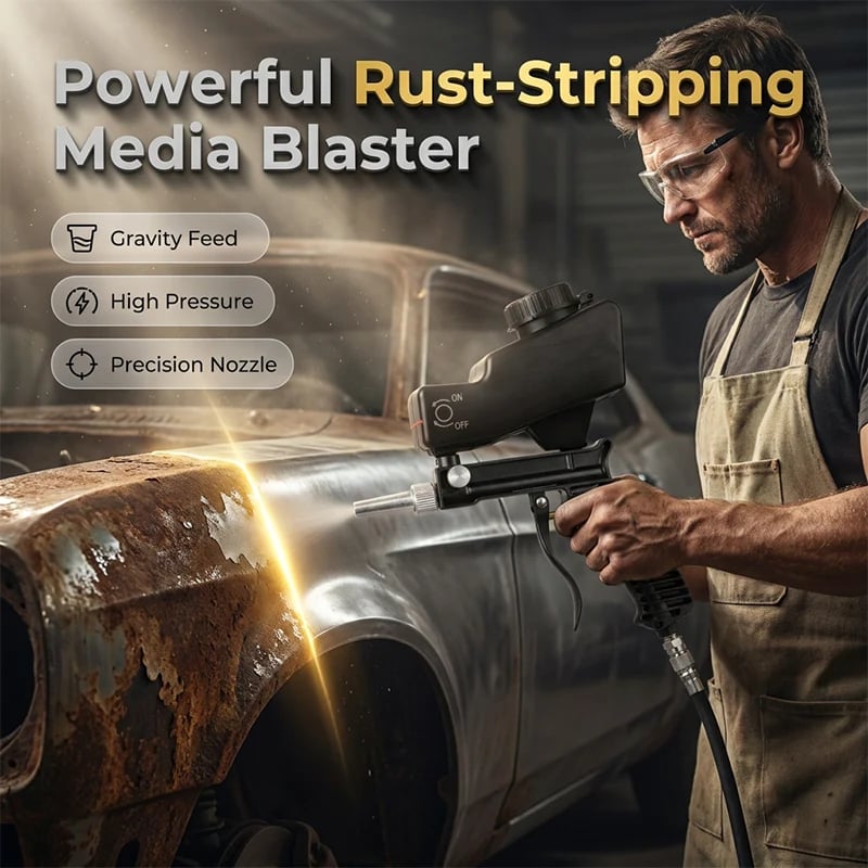 Powerful rust stripping handheld pneumatic sandblasting gun