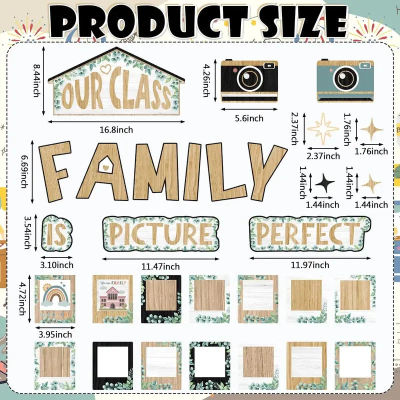 🏫'Our Class Is a Big Family' Photo-Frame Style Bulletin Board Decoration🎒
