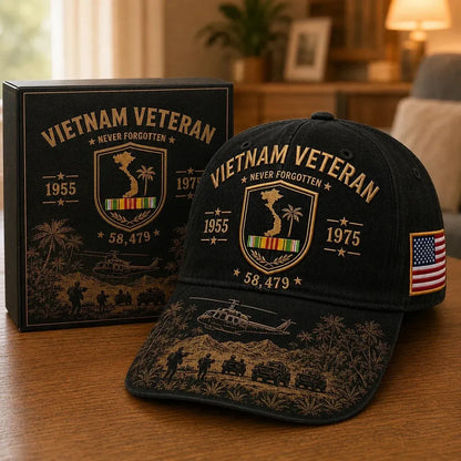 ⭐️Vietnam Veteran Never Forgotten 1955–1975 Commemorative Cap 🇺🇸