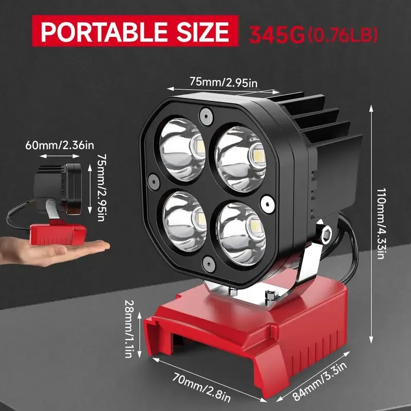 LED Work Light Compatible with Milwaukee 18V Battery/Dewalt 18V&20V Battery