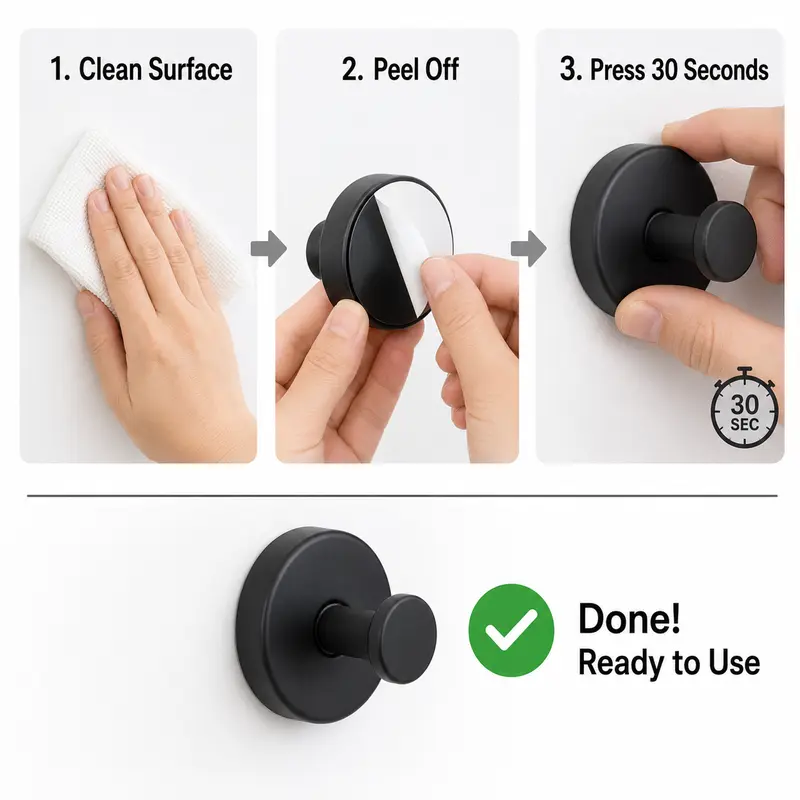 Stainless Steel Finish GripLock Heavy Duty Adhesive Wall Hooks