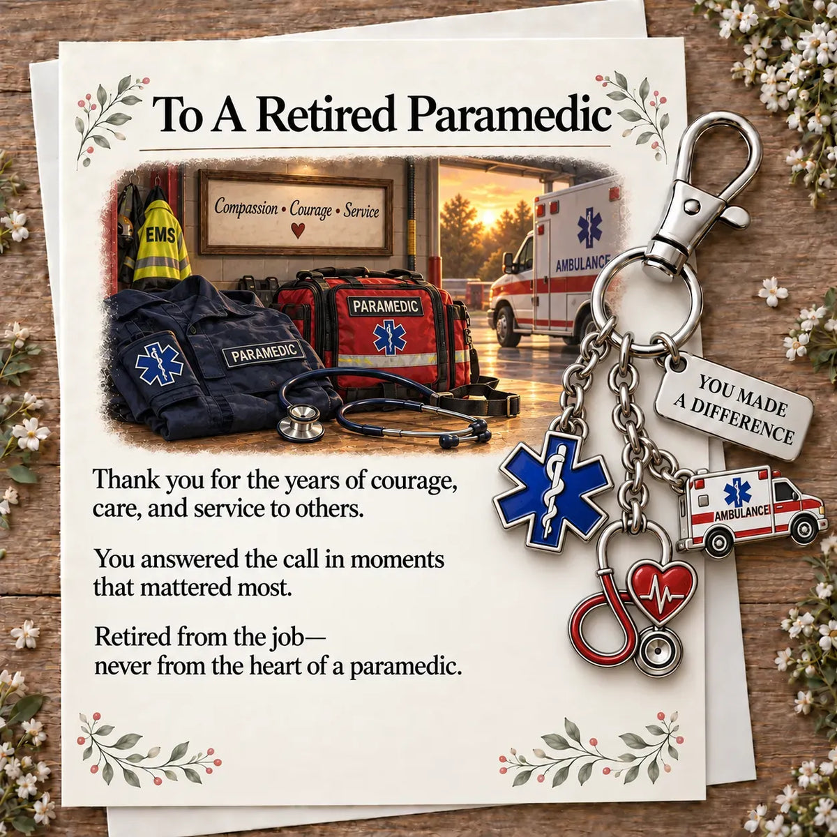 ✨ The 'You Make a Difference' Retirement Appreciation Gift Set – Keychain & Greeting Card ✨