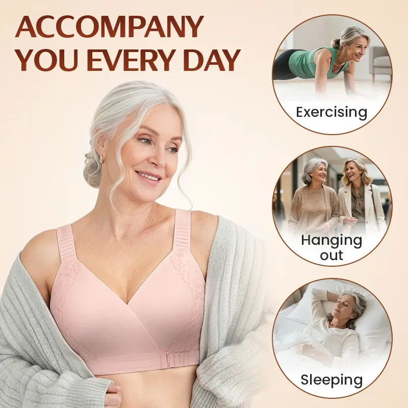 EaseWrap™ Front-Closure Wireless Comfort Bra – Adjustable Straps & Gentle Support