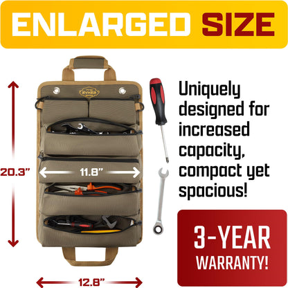 🧰 Heavy Duty Roll Up Tool Bag Organizer with 4 Large Compartments & 2 Detachable Pouches – Portable Canvas Tool Roll for Mechanics, Car, Truck & Motorcycle – Christmas Gift for Men 🎄🎁
