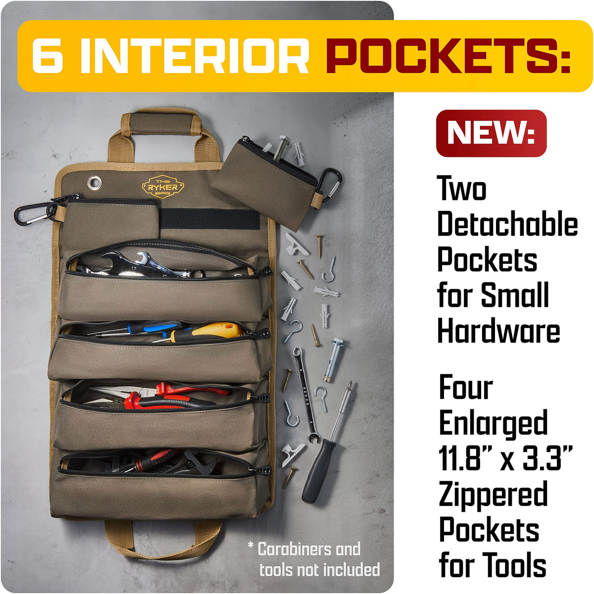 🧰 Heavy Duty Roll Up Tool Bag Organizer with 4 Large Compartments & 2 Detachable Pouches – Portable Canvas Tool Roll for Mechanics, Car, Truck & Motorcycle – Christmas Gift for Men 🎄🎁