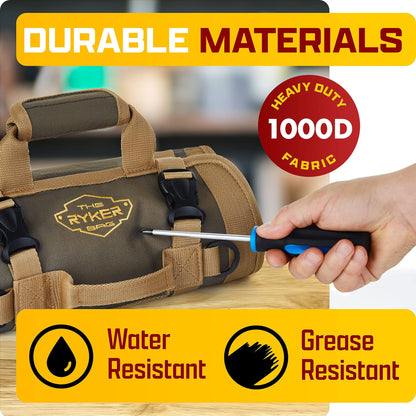 🧰 Heavy Duty Roll Up Tool Bag Organizer with 4 Large Compartments & 2 Detachable Pouches – Portable Canvas Tool Roll for Mechanics, Car, Truck & Motorcycle – Christmas Gift for Men 🎄🎁