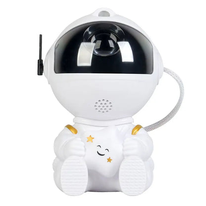 White Star seated astronaut galaxy projector with gold details