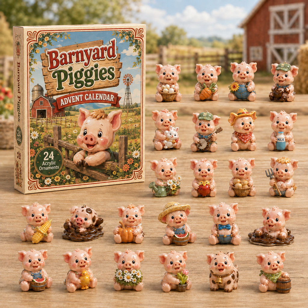 CHRISTMAS KICKOFF 40% OFF - Barnyard Piggies Advent Calendar 2026 - 24-Day Festive Countdown, Acrylic Charms Blind Box - Gift For Pig Lovers AC0HA211