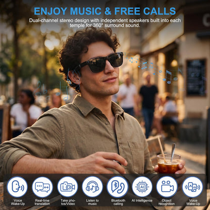 AI Smart Glasses with 4K Camera, Real-Time Translation & Open-Ear Audio