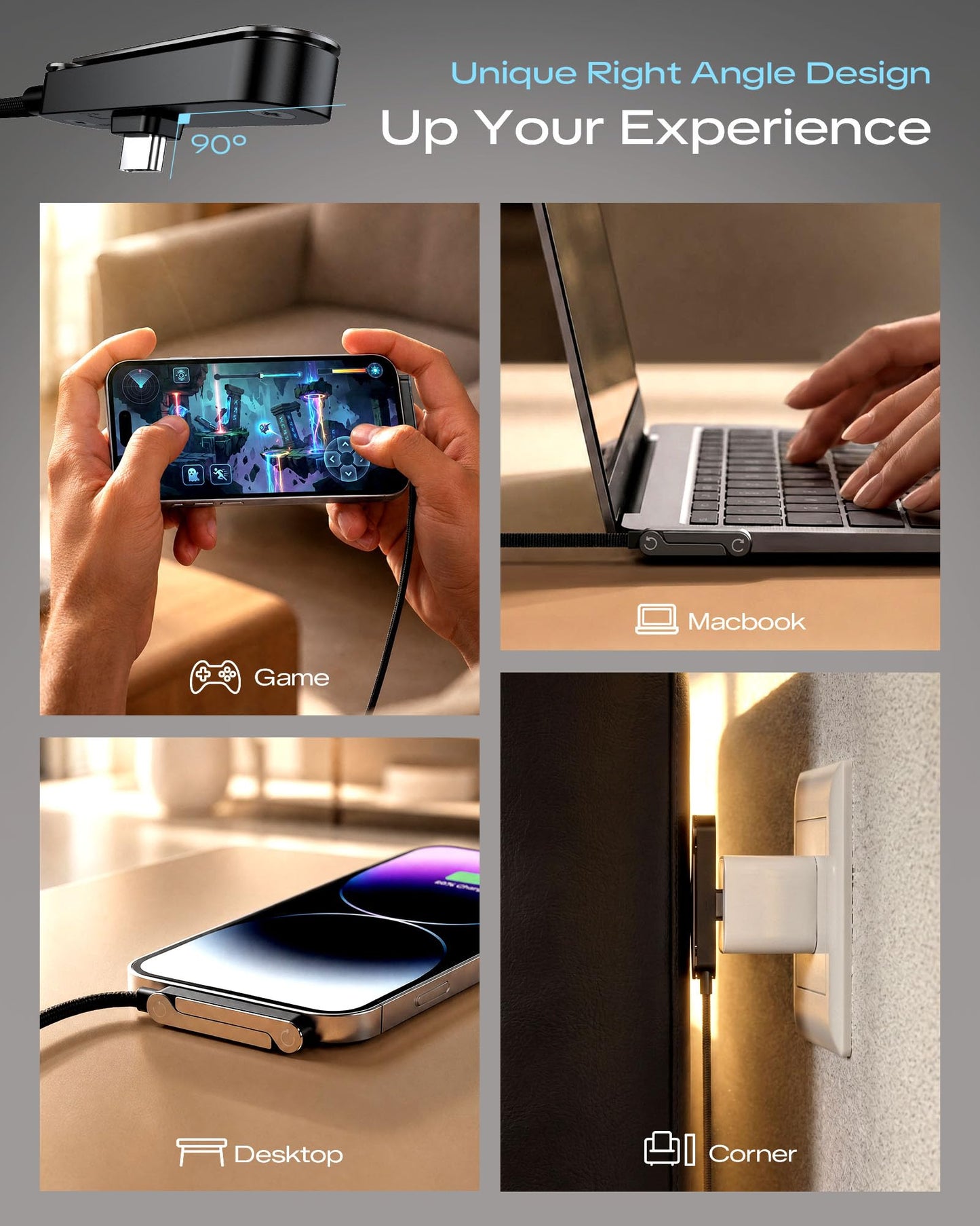 📱 240W Fast Charging Braided Cable with Built-in Foldable Kickstand Base