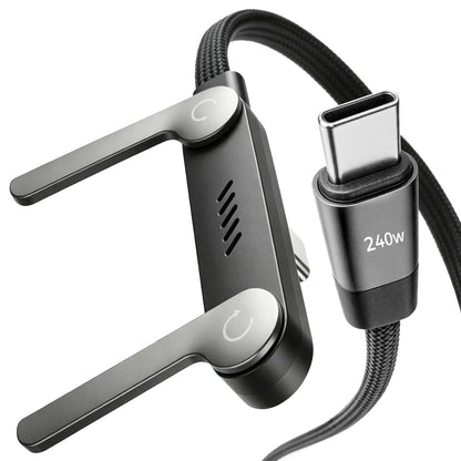 📱 240W Fast Charging Braided Cable with Built-in Foldable Kickstand Base