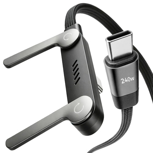 📱 240W Fast Charging Braided Cable with Built-in Foldable Kickstand Base