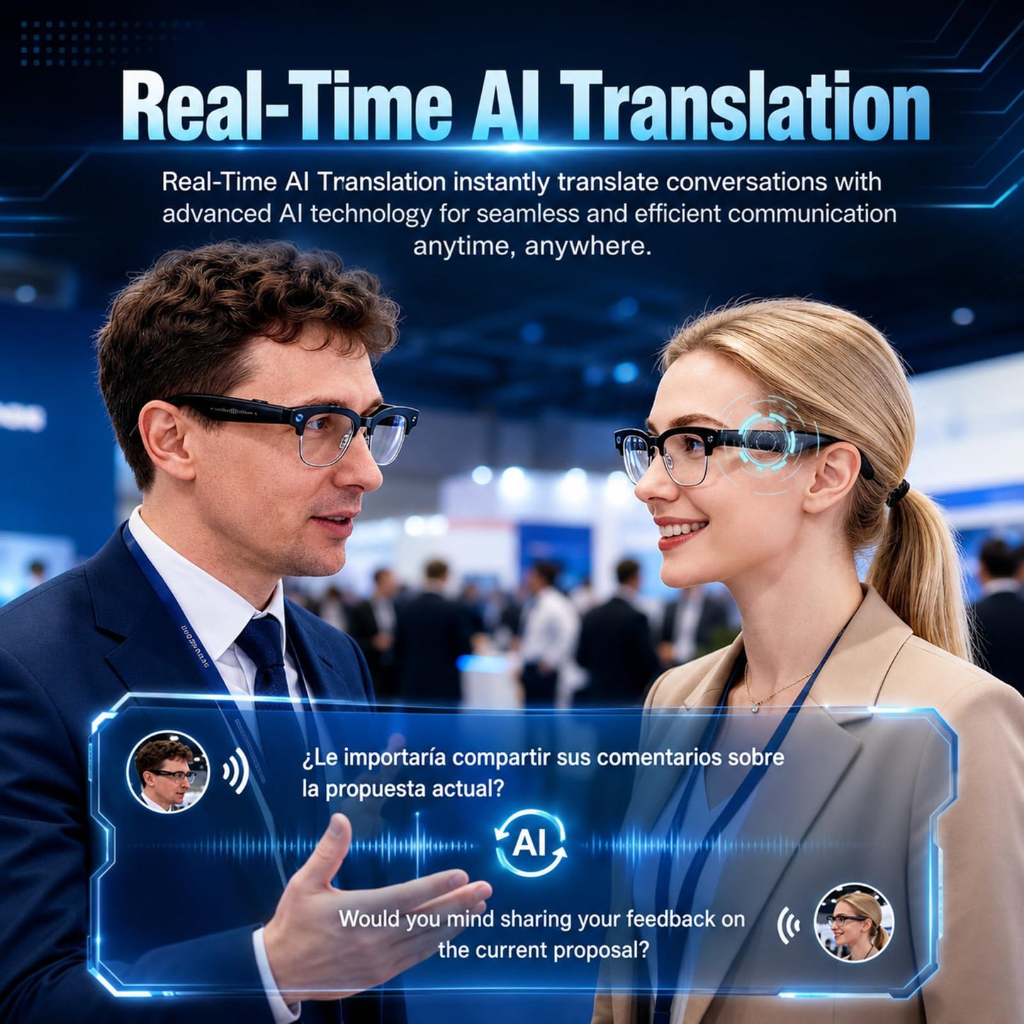 😎 AI Smart Glasses with 4K Camera 📸 | Live Translation • Open-Ear Audio • Hands-Free Recording