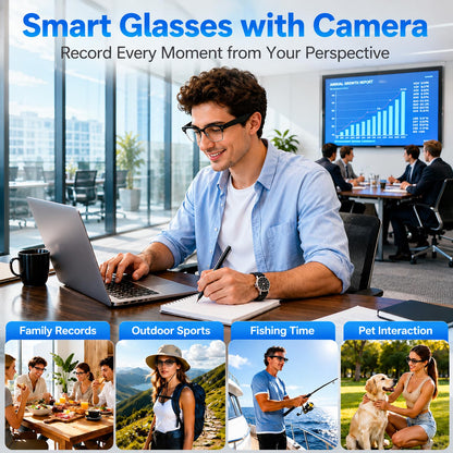 😎 AI Smart Glasses with 4K Camera 📸 | Live Translation • Open-Ear Audio • Hands-Free Recording