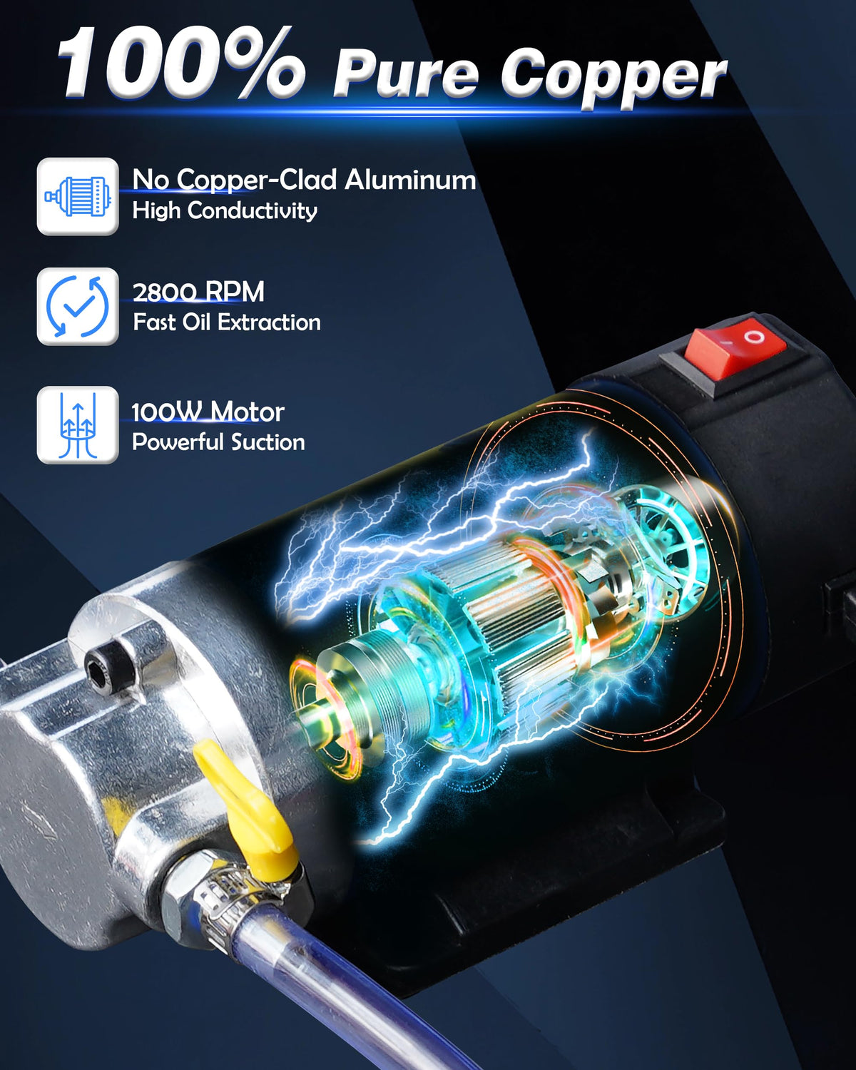 Oil Pump 12V 100W, Oil Extractor Pump for DIY Engine Oil Change