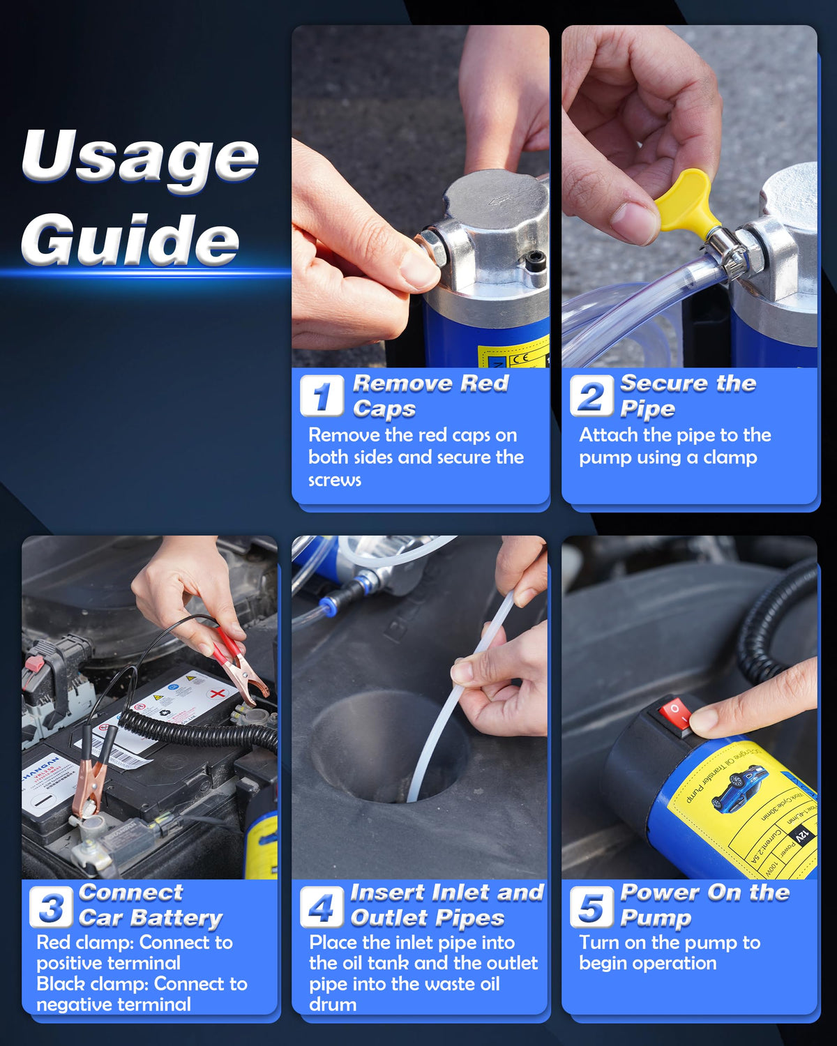 Oil Pump 12V 100W, Oil Extractor Pump for DIY Engine Oil Change