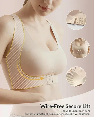 👙 Front Closure Cross-Back Wireless Posture Bra – Ultra Push-Up, All-Day Comfort & Natural Lift for a Slimmer, Taller Silhouette 💖