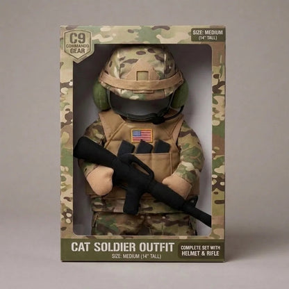 Cat Soldier Outfit – Tactical Military Costume for Cats