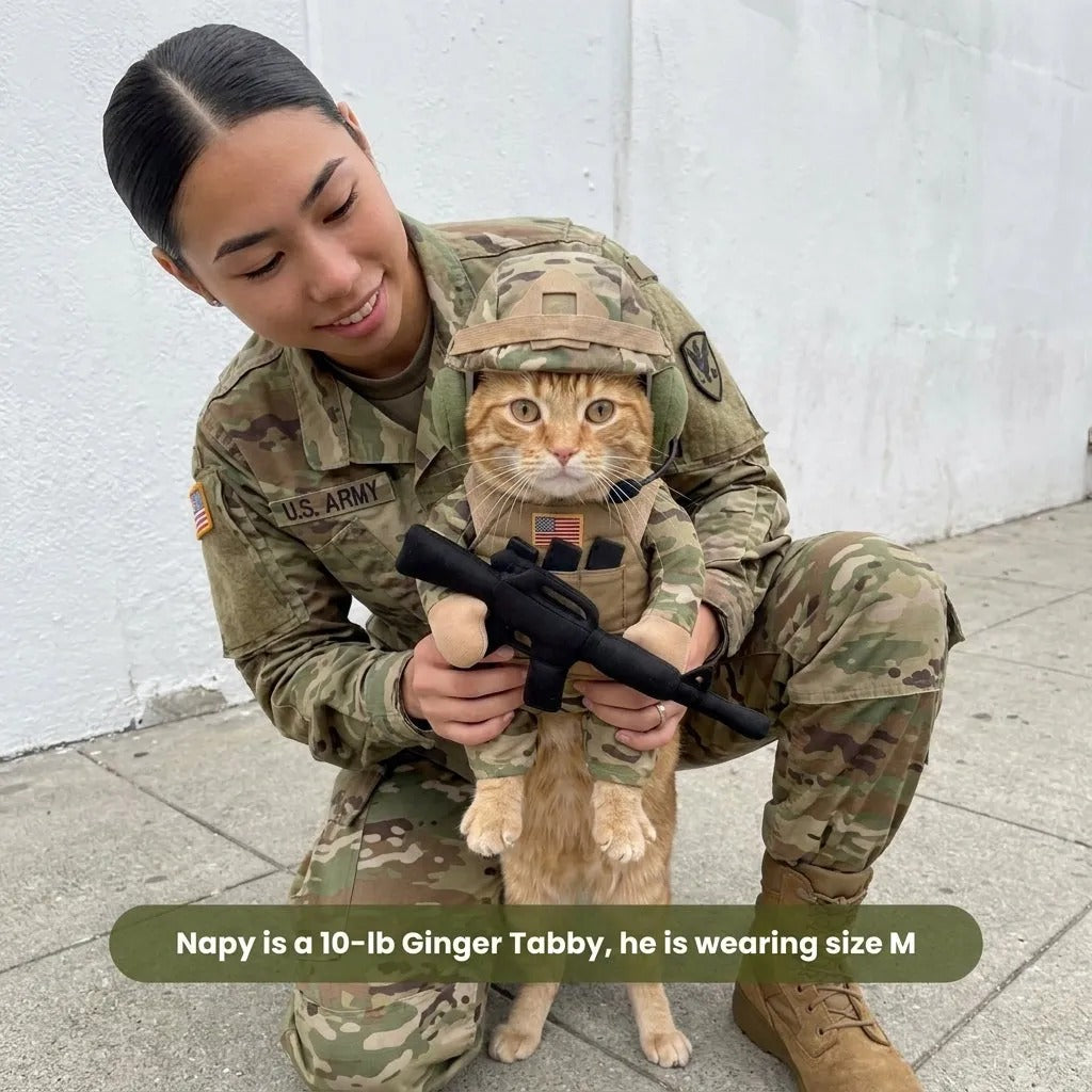 Cat Soldier Outfit – Tactical Military Costume for Cats