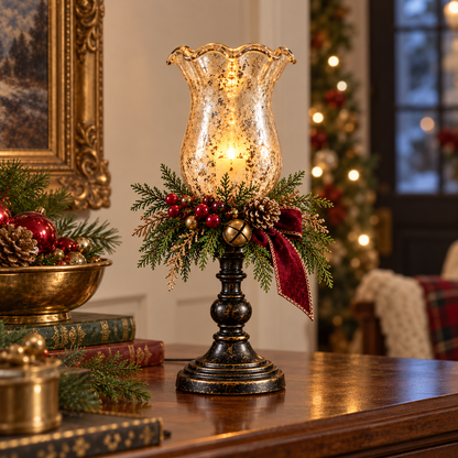 🕯️ Candlelit Christmas™ | Vintage Mercury Glass Candle Lamp