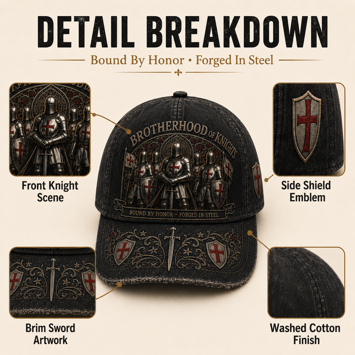 ⚔️ Bound By Honor Forged In Steel – Knights Templar Cap